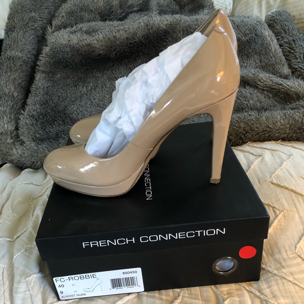 French Connection Robbie Nude Beige Cream Heels